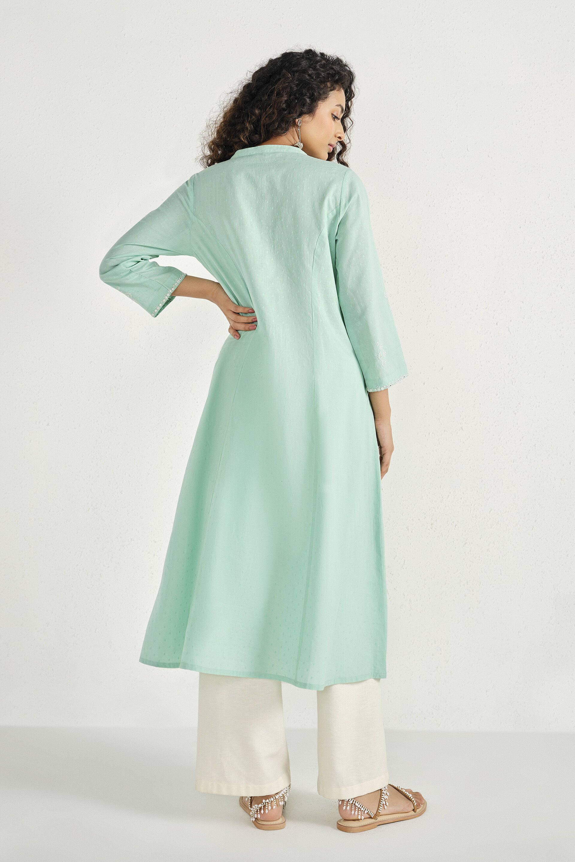 Mint Meadow Embroidered Kurta, Teal, image 4